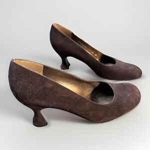 Vtg 90's Stuart Weitzman Suede Chunky Heels 6B
